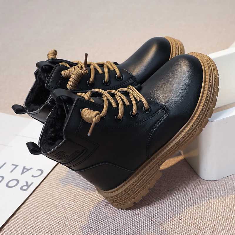 Boots Girls Leather Boots Kids Fashion Rubber Boots Cool Soft Sole Side Zip Children Catwalk Boots Round-toe Solid Color 2024 New H241018