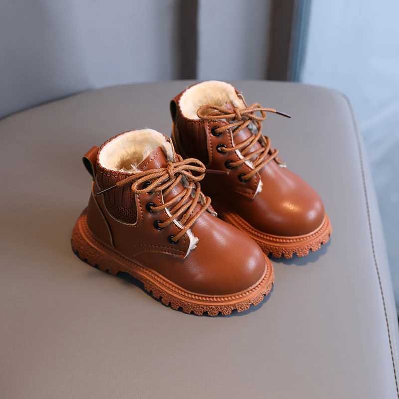 Boots Autumn and WinterToddlers Girls Shoes Kids Warm Plush Thick Cotton Boys and Girls Snow Boots Little Children Fashion Short Boots H241018
