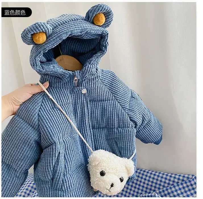 Girls long warm solid color lined jacket M241018