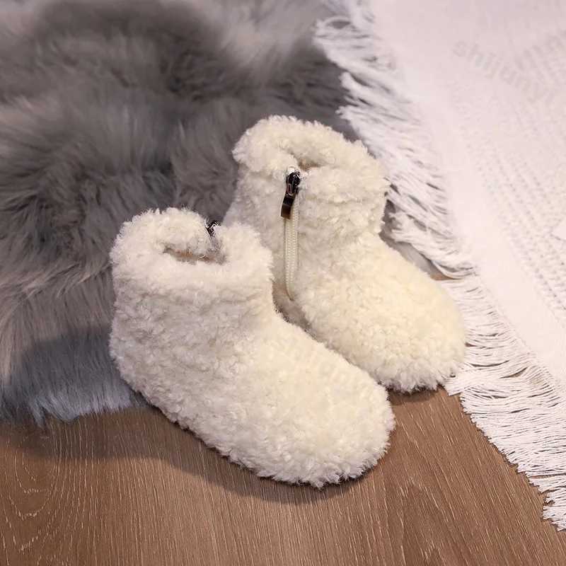 Boots 2024 Winter Childrens Snow Boots Composite Wool Warm Ramsworth Plush Baby Shoes Exquisite Gift Fashion Childrens Casual Shoes H241018