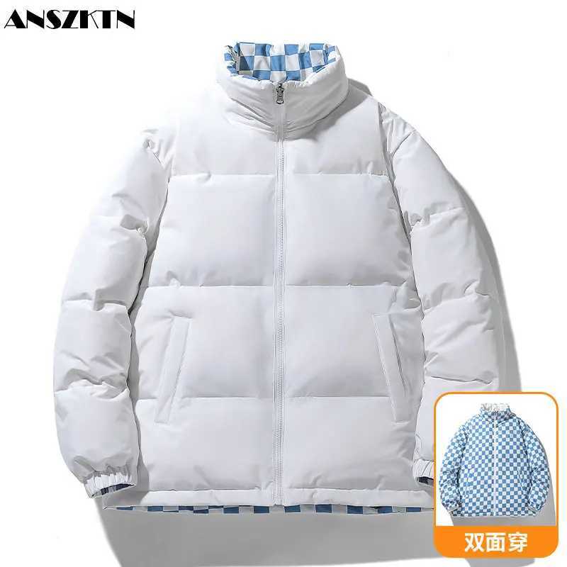 ANSZKTN Mens short new two open trend winter new double-sided wear coat large size couple cotton jacket down jacket LX241018