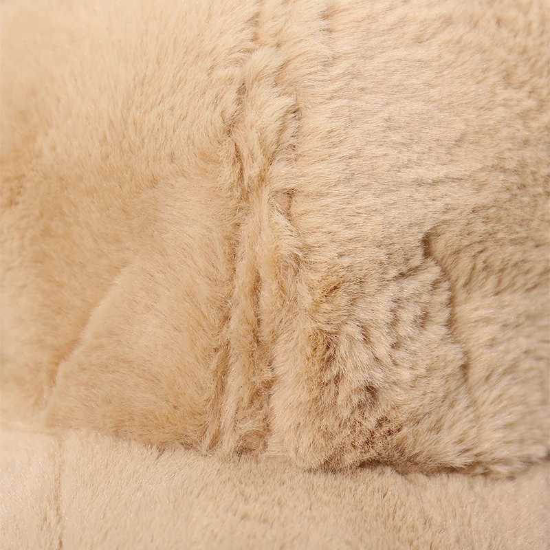 2023 New Fluffy Baseball Cap For Men Women Winter Thick Plush Peaked Hat Faux Fur Duck Tongue Caps Warm Ear Protection BonnetX241018