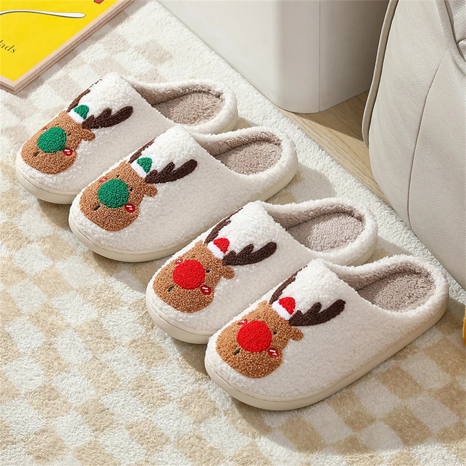 Womens Winter Family Couple Bedroom Warm Lining Slippers Christmas Camel Cotton Slippers241018