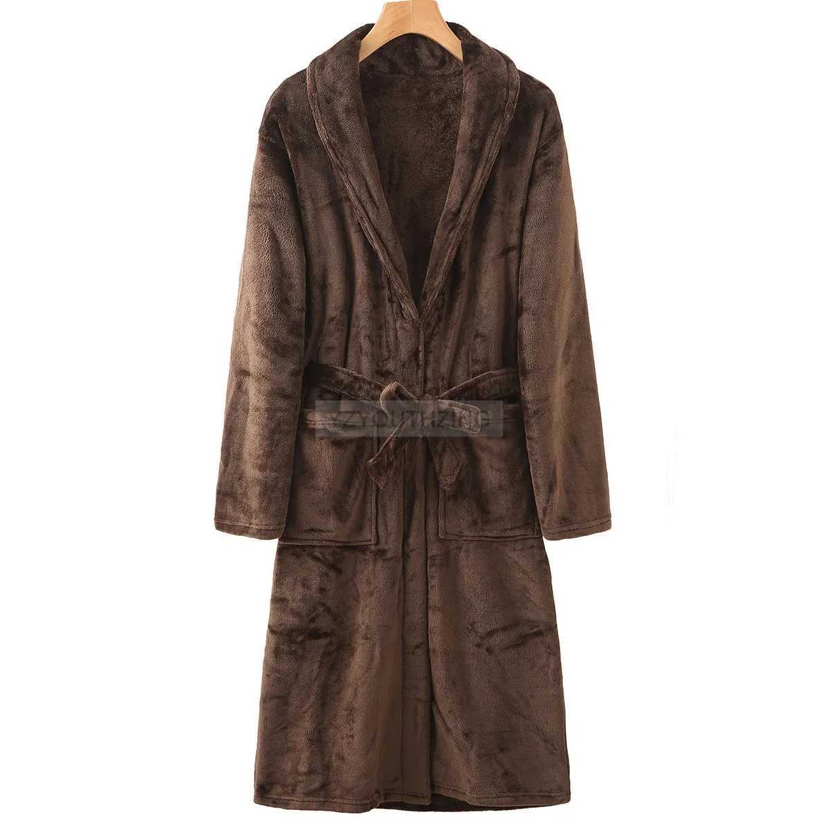 Lovers Flannel Bathrobe Gown Winter Solid Robe Warm Sleepwear Casual Kimono Gown Coral Fleece Nightwear Unisex Home ClothingXJ241018