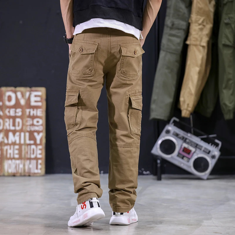 KSTUN Autumn Cargo Pants Multi-pockets Straight Cut 100% Cotton Overalls Outdoor Man Trousers Tactical Casual Pants 241010