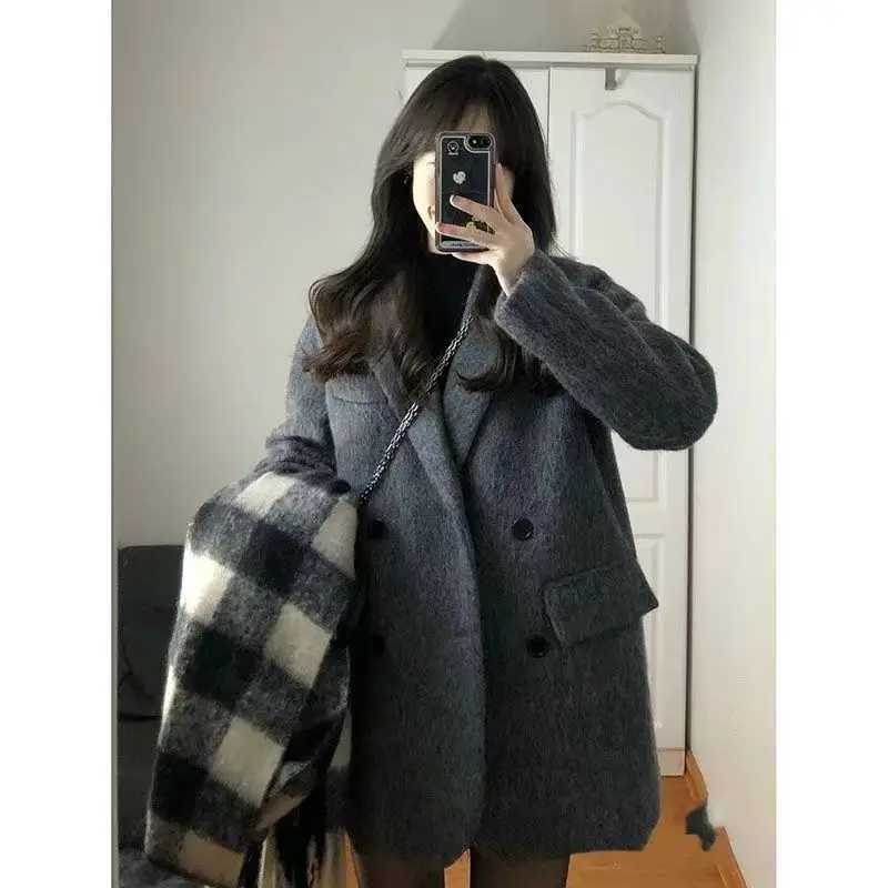 2024 Autumn/Winter New Womens Woolen Suit Coat Loose Commuter Casual Warm JacketX241009