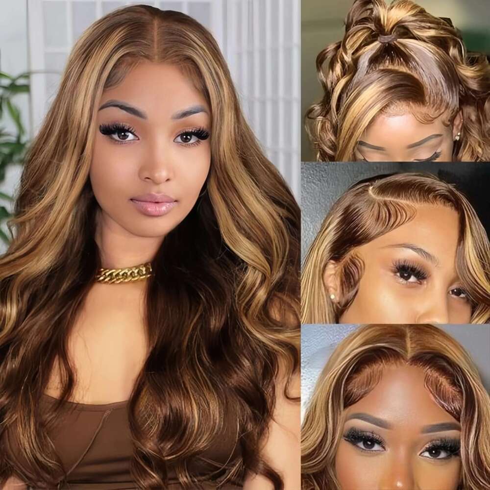 200% P4/27 Highlight Wig Human Hair 13x4 HD Body Wave Lace Front Wig 13x6 Colored Transparent Lace Frontal Wig Preplucked