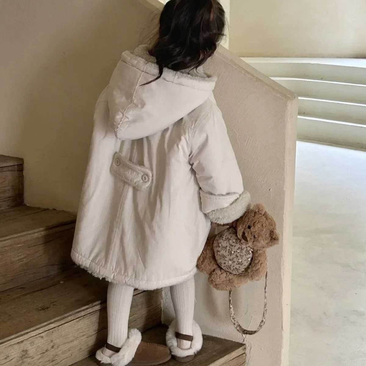 Winter New Childrens Clothing Korean Childrens Clothing Girls Double sided Wool Coat Medium length Coat M241018