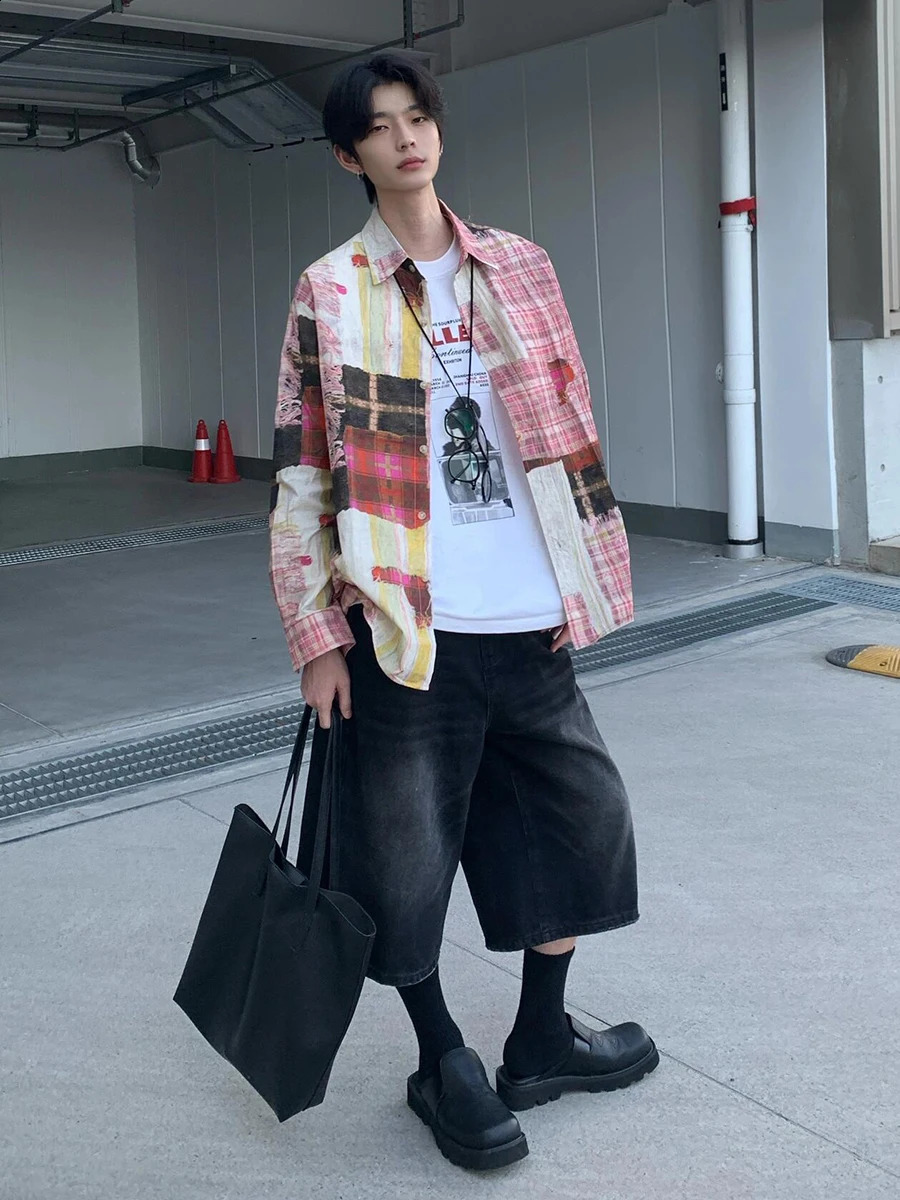 REDDACHiC Men Brushed Black Baggy Jeans Jorts Vintage Low Waist Whiskers Solid Loose Denim Shorts High Street Harajuku Clothes 241010