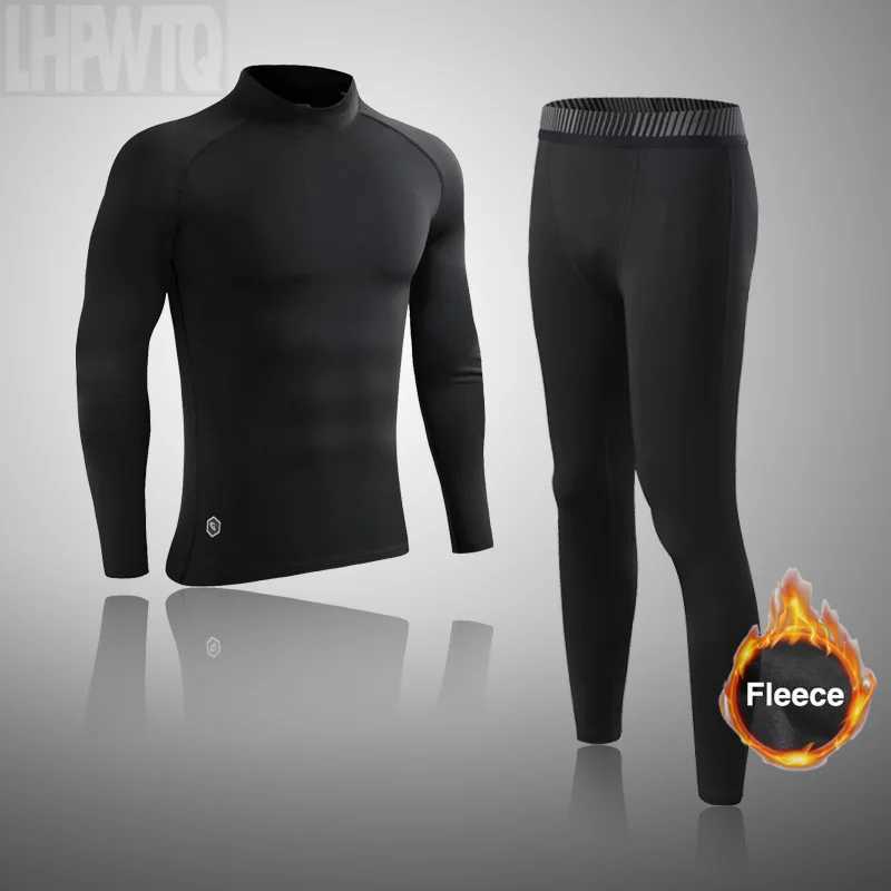 Men's Thermal Underwear Mens Flce Thermal Underwear Winter Warm Turtleneck Long Johns Kids Black Thermal Shirt Long Slve Bottom Second Skin Tight