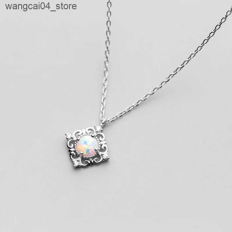 Chokers INZATT INS Real 925 sterling silver opal geometric pattern necklace suitable for womens classic exquisite jewelry minimalist accessories L2409