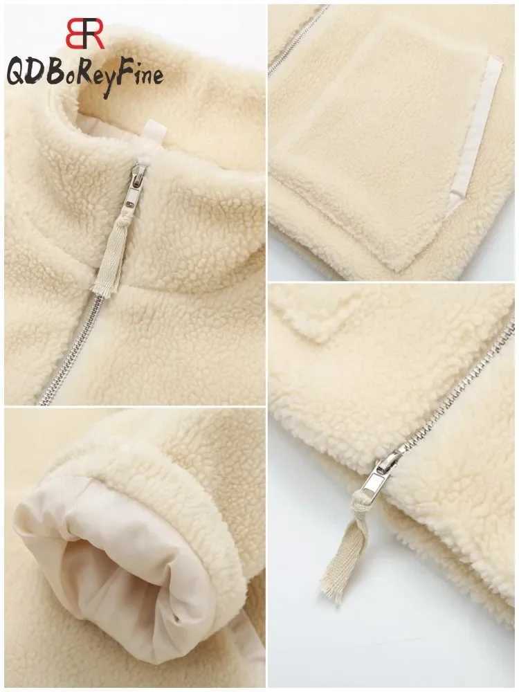 Women Winter Coat Thick Warm Lamb Wool Plush Jacket Casual Oversized Long Sleeve Tops Teddy Fleece Zipper Faux Lamb OvercoatX2410