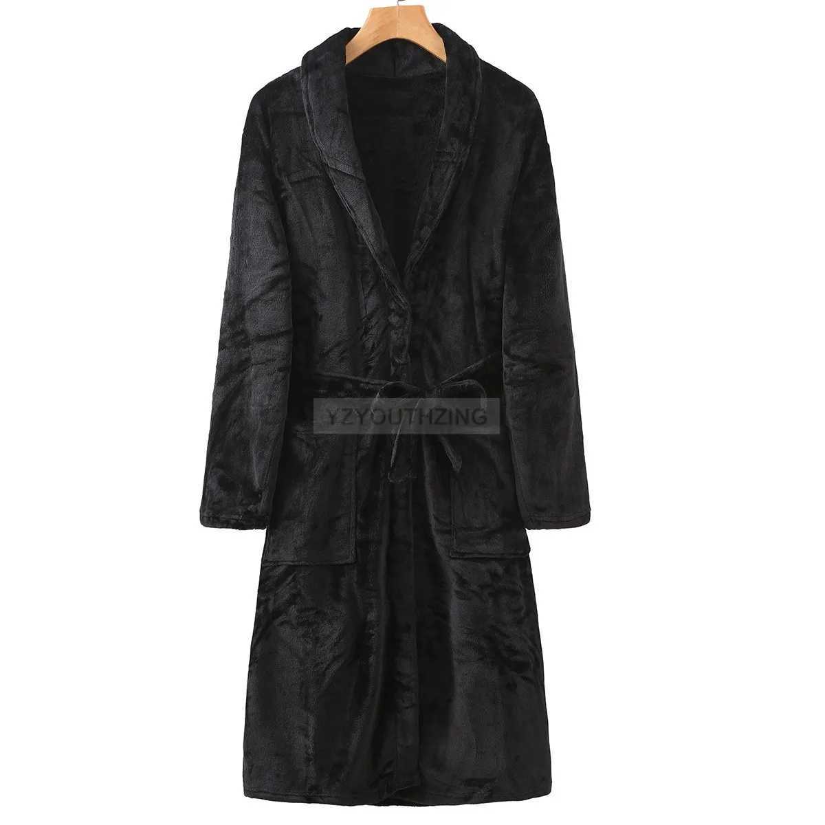 Lovers Flannel Bathrobe Gown Winter Solid Robe Warm Sleepwear Casual Kimono Gown Coral Fleece Nightwear Unisex Home ClothingXJ241018