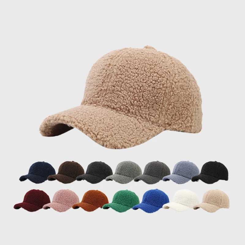 Autumn New Lamb Cashmere Warm Baseball Cap Winter Sunhat Solid Color Women Teens Teddy Velvet Snapback Caps Hip Hop Fishing HatX241018