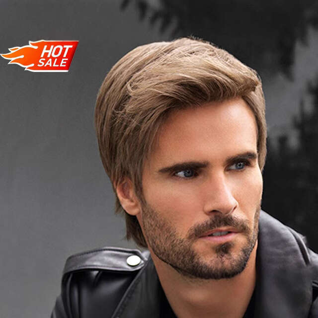 Hair Fashion Handsome Men's Mechanized Synthetic Wig Full Headset Wigs