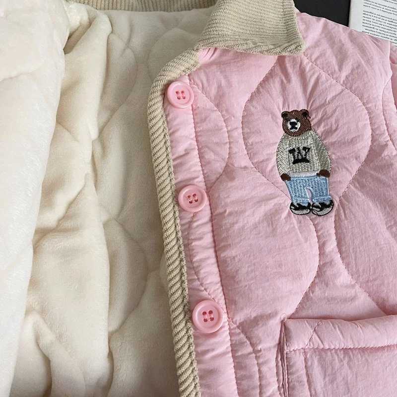 Childrens Winter Coat New Korean Edition Girls Apron Embroidered Baby Collar Coat Small Coat Girls Winter Clothing M241018