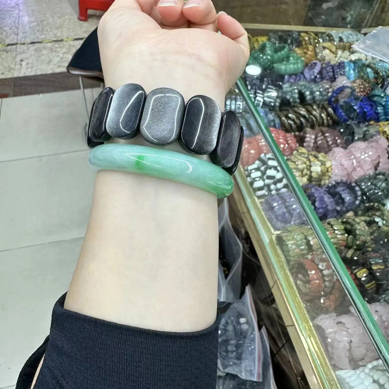 Natural silver obsidian bracelet crystal spiritual therapy high-quality gemstones fashion jewelry Christmas gift wholesale 241017