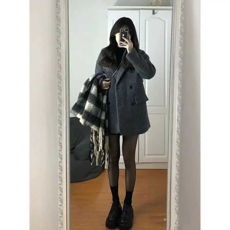 2024 Autumn/Winter New Womens Woolen Suit Coat Loose Commuter Casual Warm JacketX241009