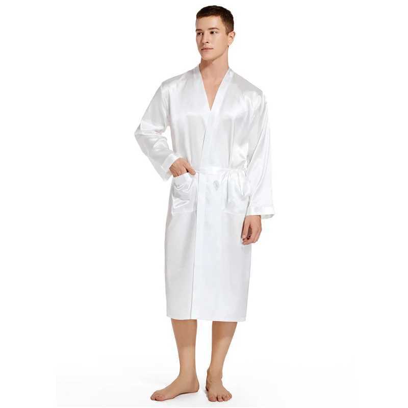 Wholesale Mens V Neck Satin Robe Kimono Long Bathrobe Groom Gold Glitter Nightgown Lightweight Sleepwear for Wedding Party T129XJ241018
