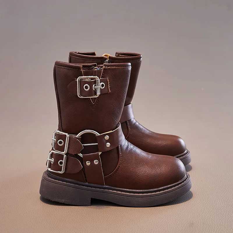 Boots Spring Autumn Boys and Girls Children Chelsea Boots Buckle Classic Buckle Britain Style Retro Kids Short Boots Non-slip 2023 PU H241018