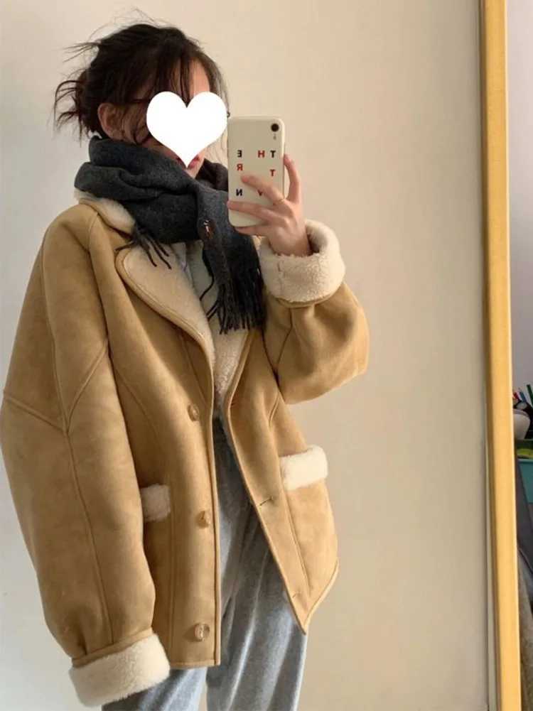 Women Winter Fleece Thickened Lamb Fur Jacket New Sheepskin Suede Leather Coat Fashion Lamb Fleece Parka Women OuterwearX241018