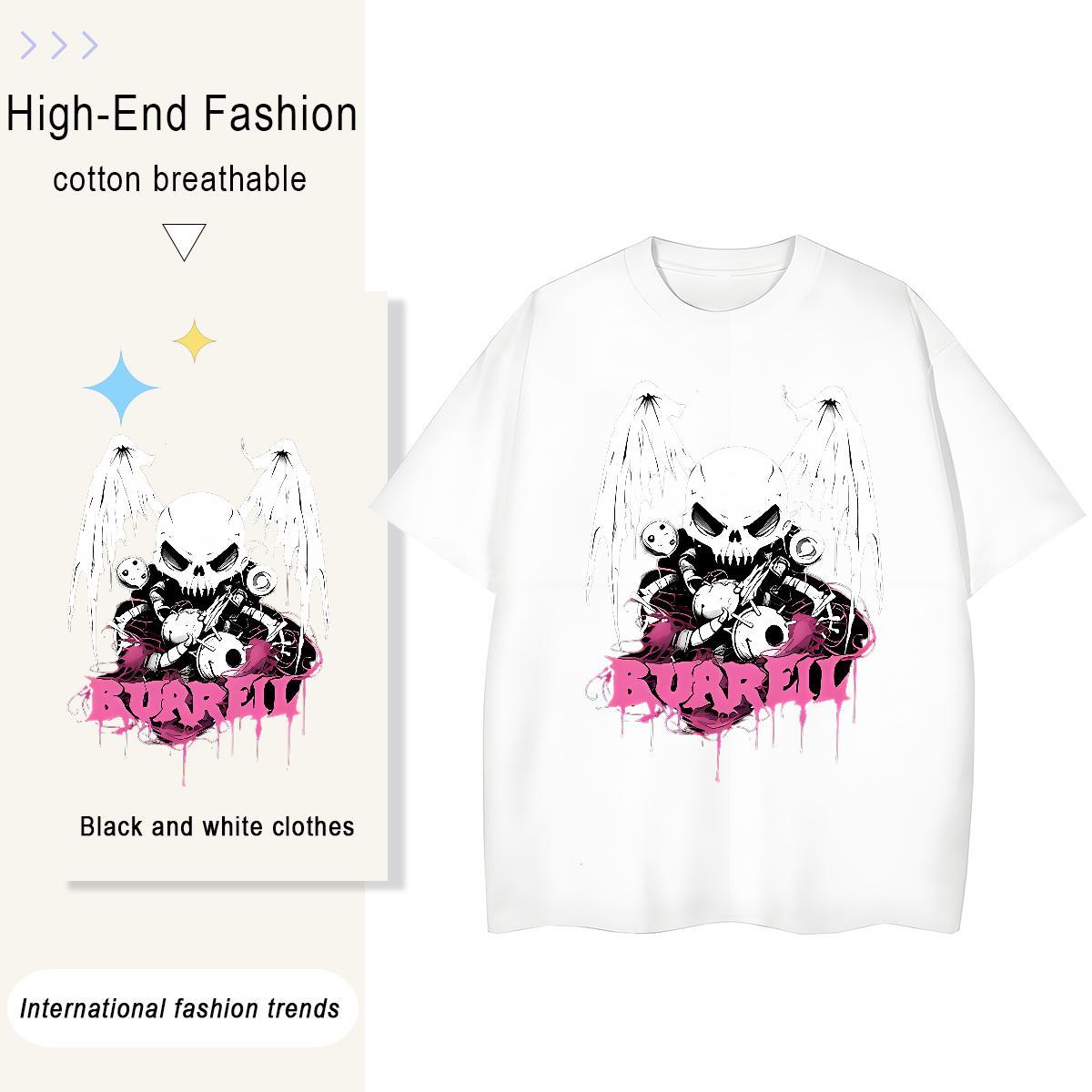 Fashion New T Shirts Women 230g Pure Cotton Crew Neck Street skull Unisex Tshirts Designer Custom Print Plus Size Tees