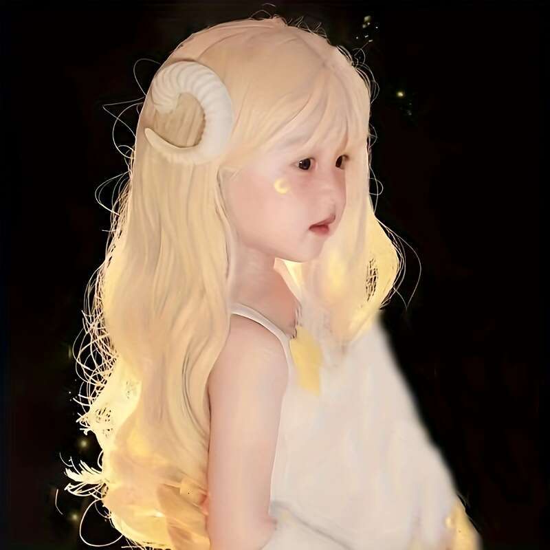 Hot Selg Children's Wig, Women's Curly Simulated Hair, Long Hair Synthetic Headband