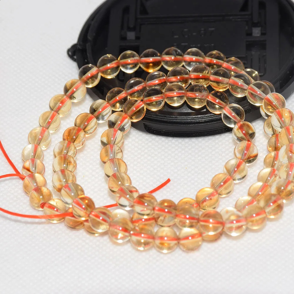 Yellow crystal stone bead bracelet womens natural lemon gemstone gift wholesale girls round jewelry 3 sets round 1 piece 241017