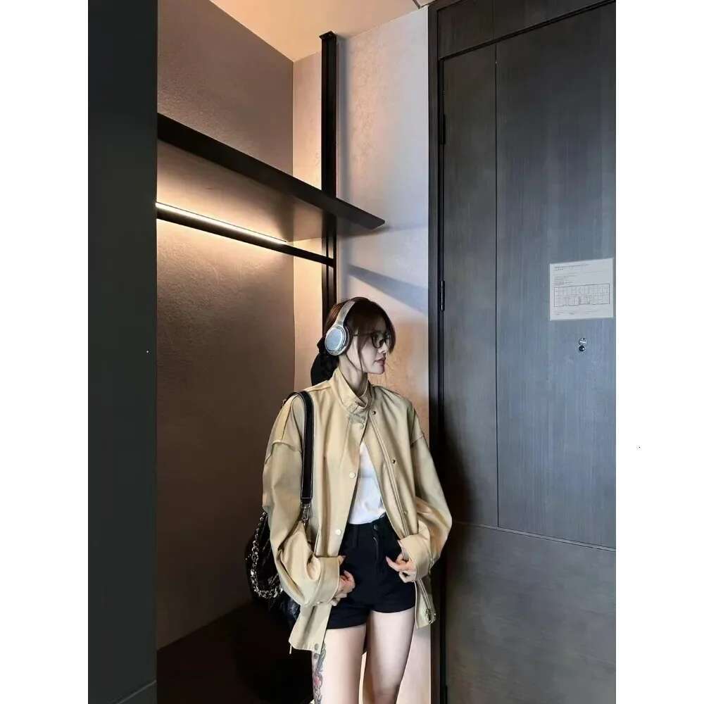 High Street Stand Collar Casual Trench Coat For Women Commuter Loose Short Spring Age Reduction Jacket Toog Clothing