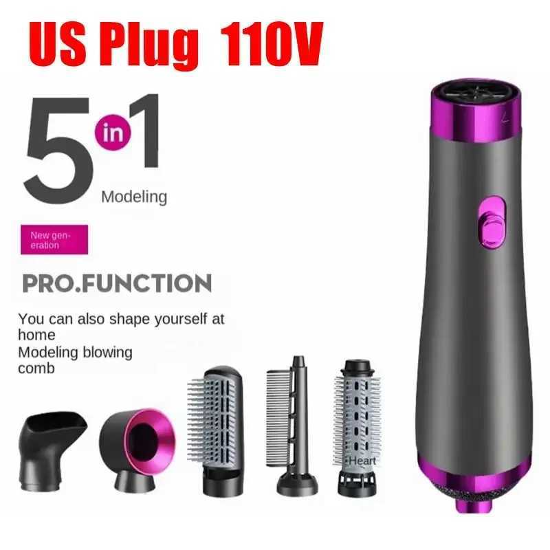 5-in-1 hair dryer hot air comb electric curly straight hair comb negative ion hair dryer one-step brush 220V EU 110V USA W241018