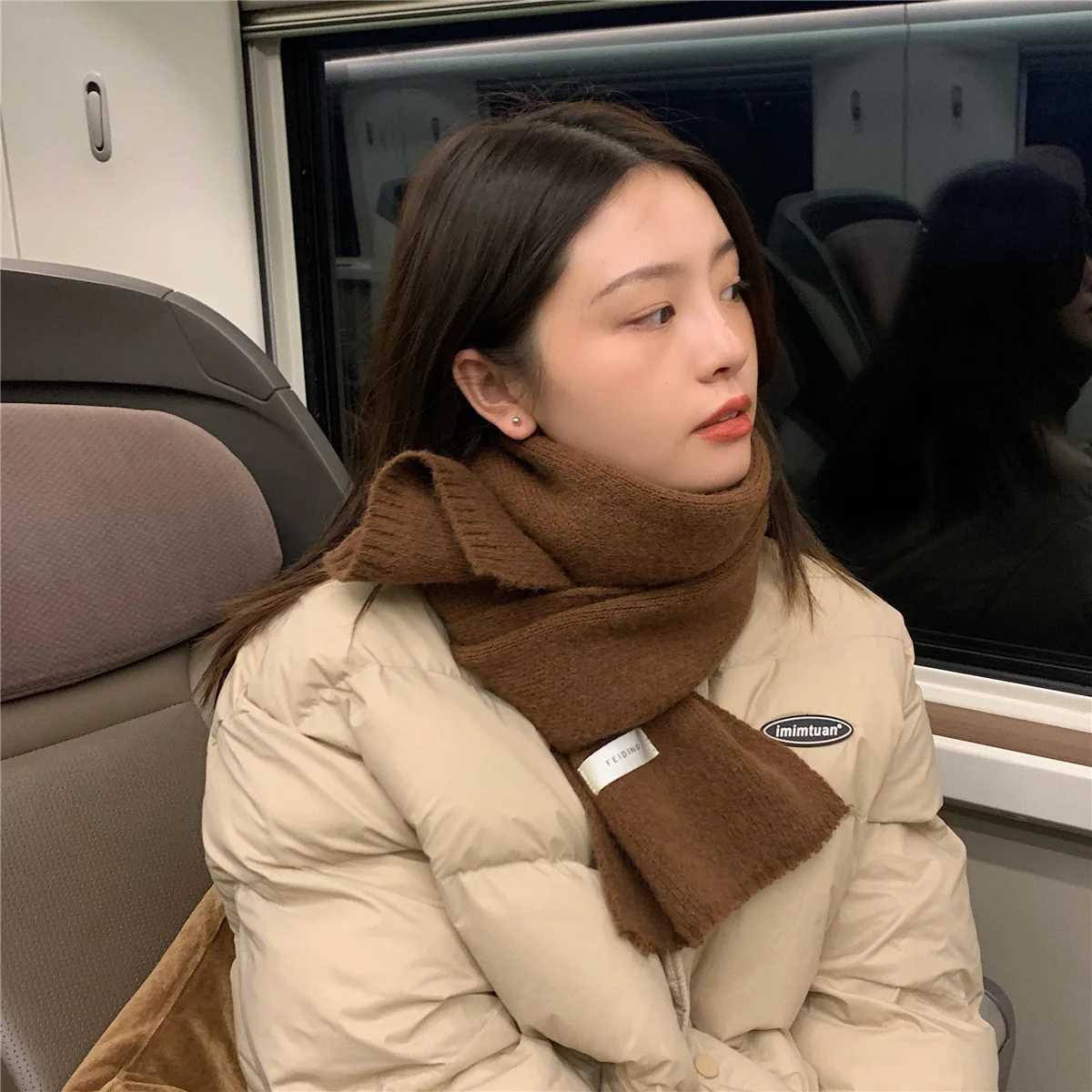 New Knitted Scarf For Women Men Girls Students Autumn Winter Solid Color Cotton Scarves Soft Knitting Shawl Female Wrap Shawls L250928