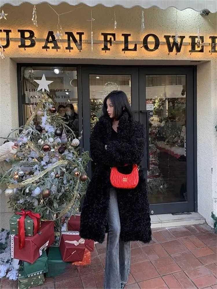 Thicken Lambwool Faux Fur Overcoats High Quality Stand Collar Teddy Chaquetas Luxury Warm Winter Jackets Women Korean Furry CoatX241018