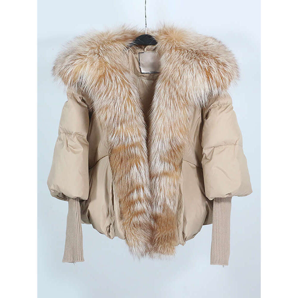 Loose Natural Real Fox Fur Collar Coat Thick New European Fashion White Duck Down Jacket Winter Women Warm Outerwear