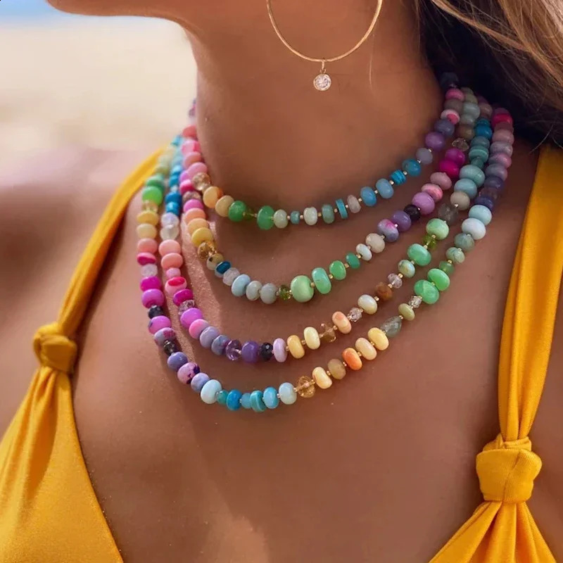 Baroque Pearls Mixed Color Round Irregular Bead Necklace Classic Natural Stone Jewelry Fashion Men and Women Daily Chain 241018
