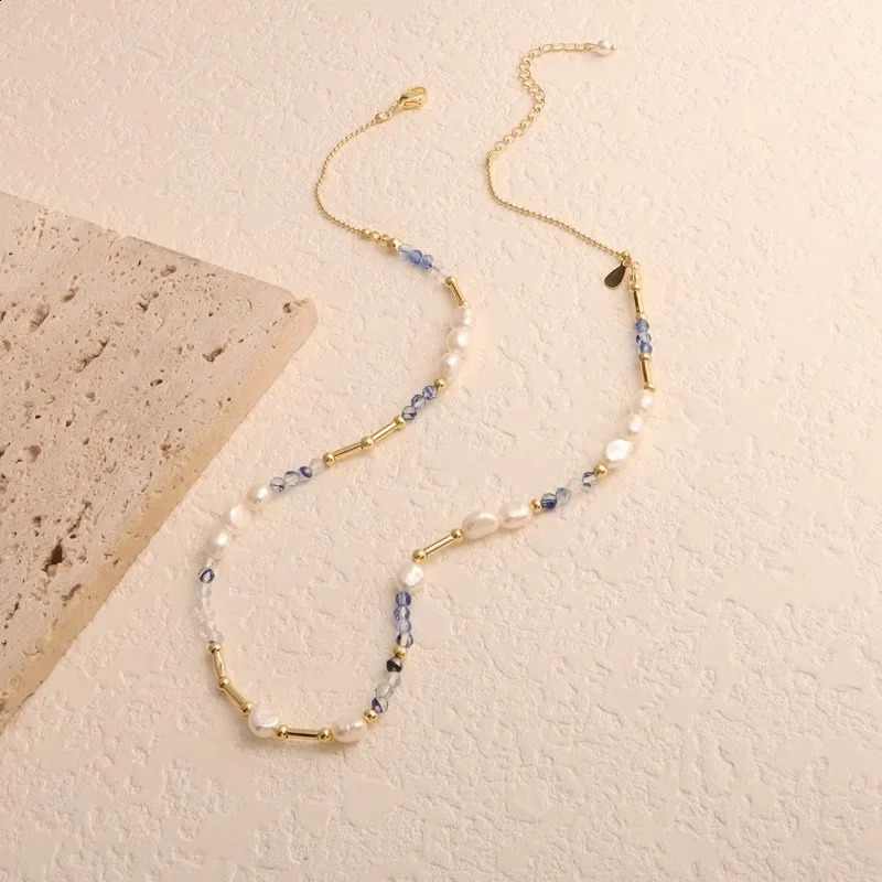 Minar handmade multi-color crystal natural stone freshwater pearl bead necklace for women 14K real gold copper necklace 241018