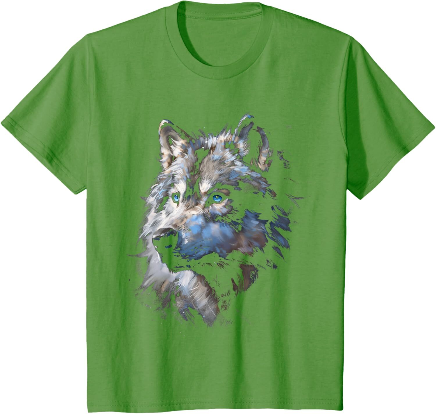 Mens T shirt Alpha Wolf Dark Fantasy Art Graphic Blue Eyes Wolf Lovers T-Shirt tee Casual tops summer clothes Fashionable and cool
