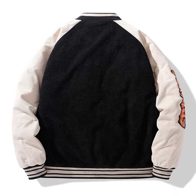 100% White Duck Down Fashion Patchwork Thick Casual Spliced Baseball Loose Keep Warm Down Jacket Men Coat Winter LX241018