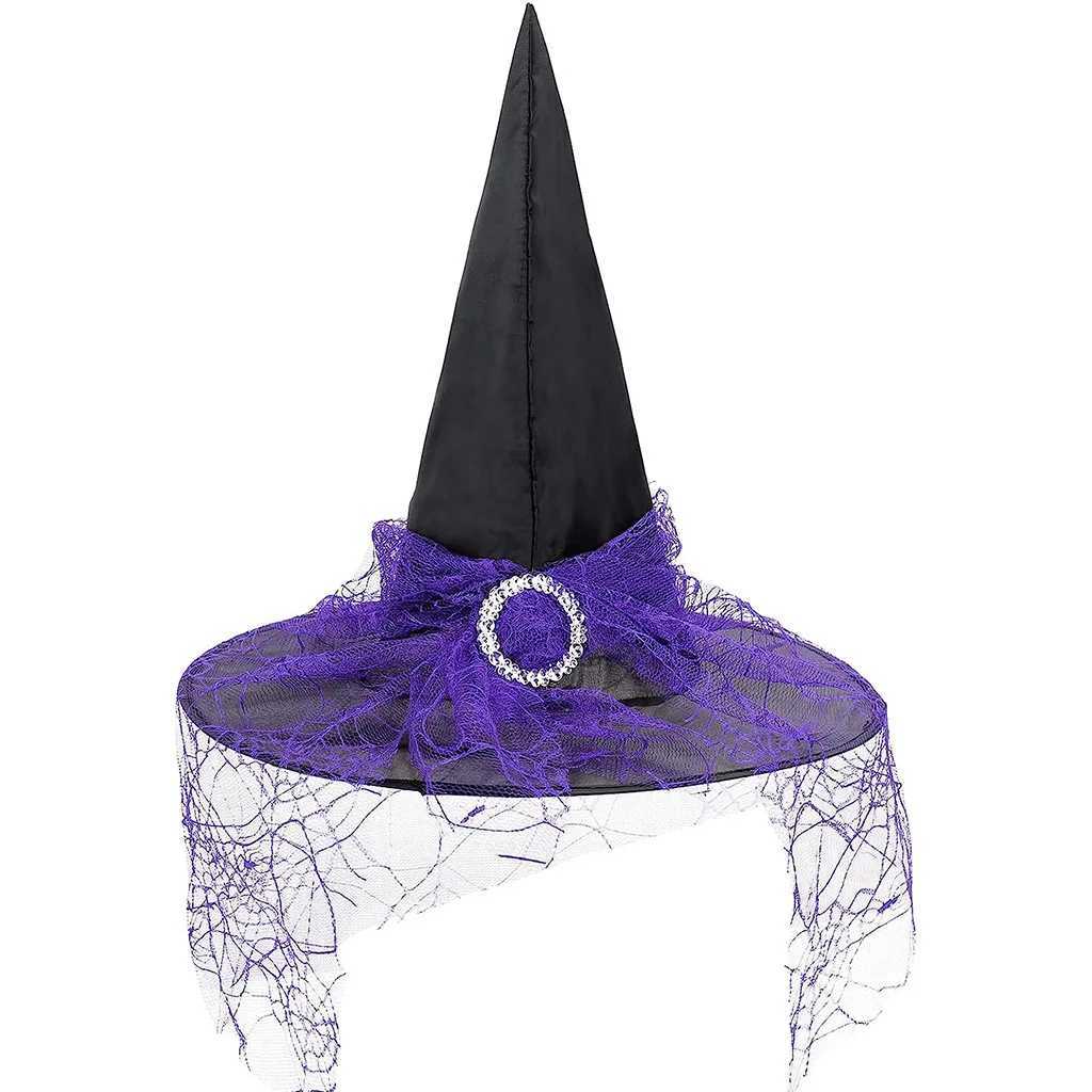 Kids Witch Hats Halloween Hat Decoration Props for Girls Cosplay Witch Gauze Headwear Role Play Taff Witch Halloween Deco Unisex LX241018