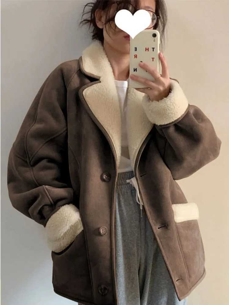 Women Winter Fleece Thickened Lamb Fur Jacket New Sheepskin Suede Leather Coat Fashion Lamb Fleece Parka Women OuterwearX241018