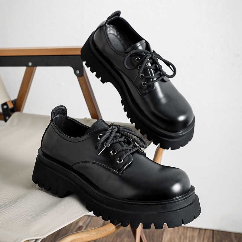Martin Boot Mens Summer Low Top Ankle Boots Thick Soled Black Workwear Shoes British Casual Small Leather Shoes Fashion Boots 240927