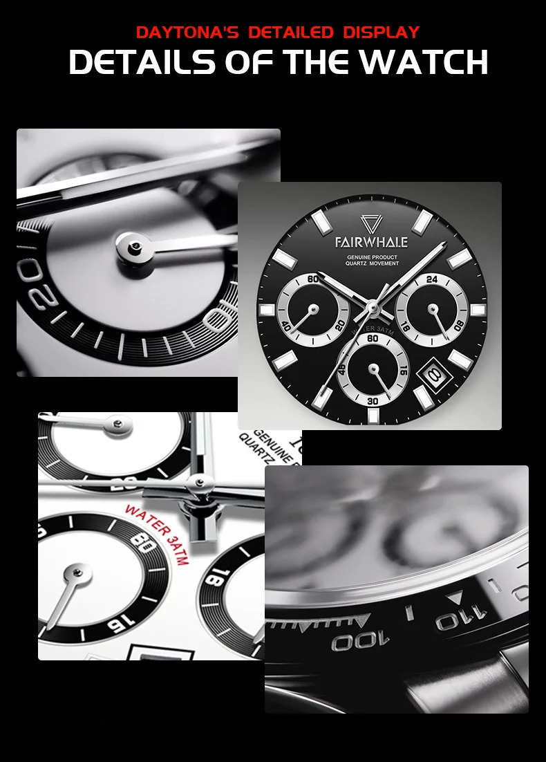 Relogios Masculino Rose Gold 316 Stainless Steel Business Mens Watch Timing Quartz Waterproof 241009