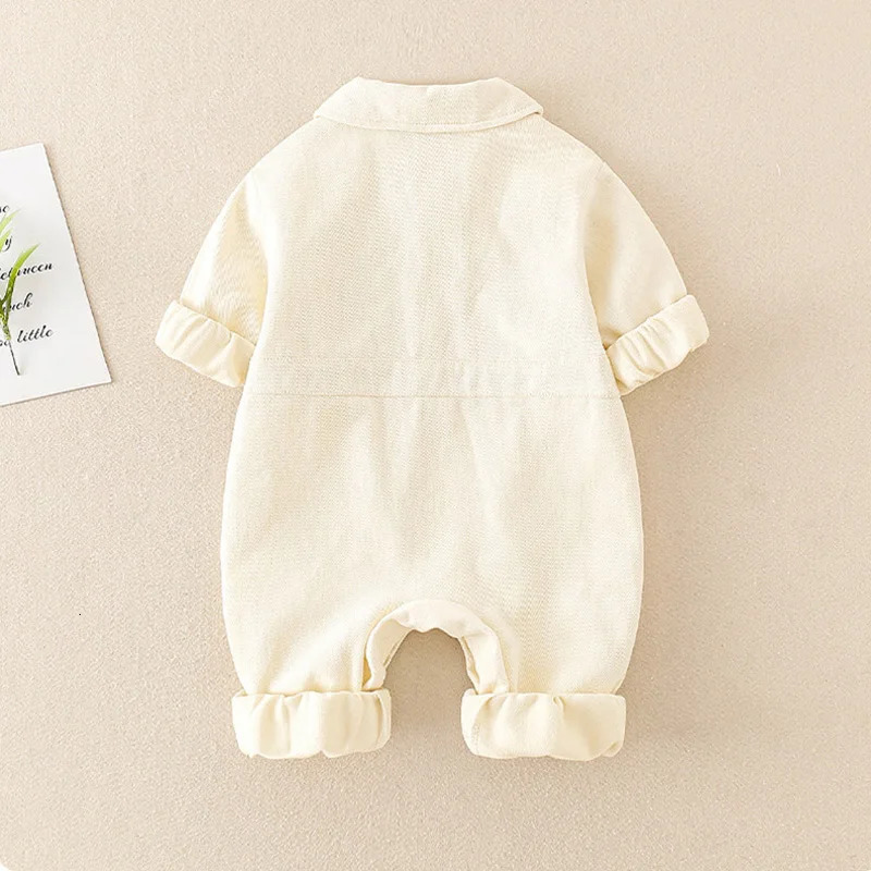 Denim Romper Baby Jumpsuit Cartoon Bear Korean Toddler Onesie Autumn Baby Boys Girls Clothes Infant Outfit Clothing 241008