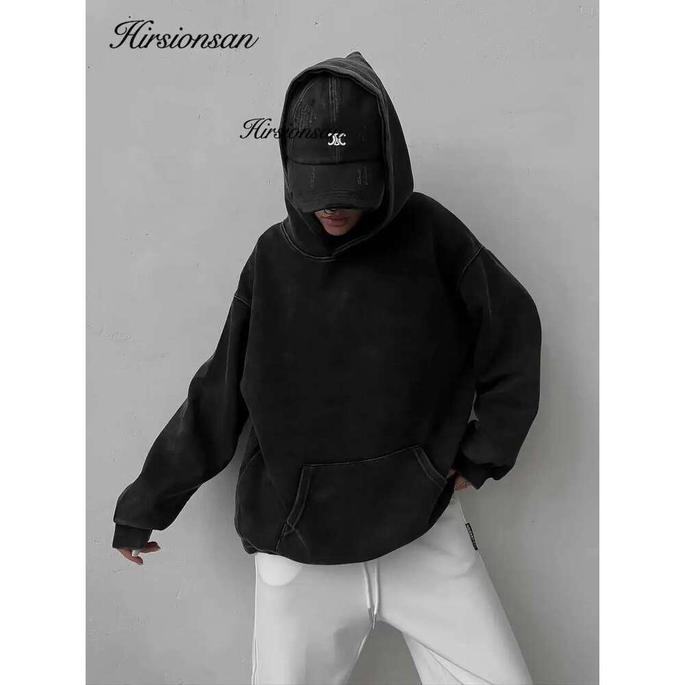Hirsionsan Retro Washed Sweatshirt Women Loose Oversized Streetwear Trendy Pullovers Hoodies Autumn Female Cotton Couple Tops