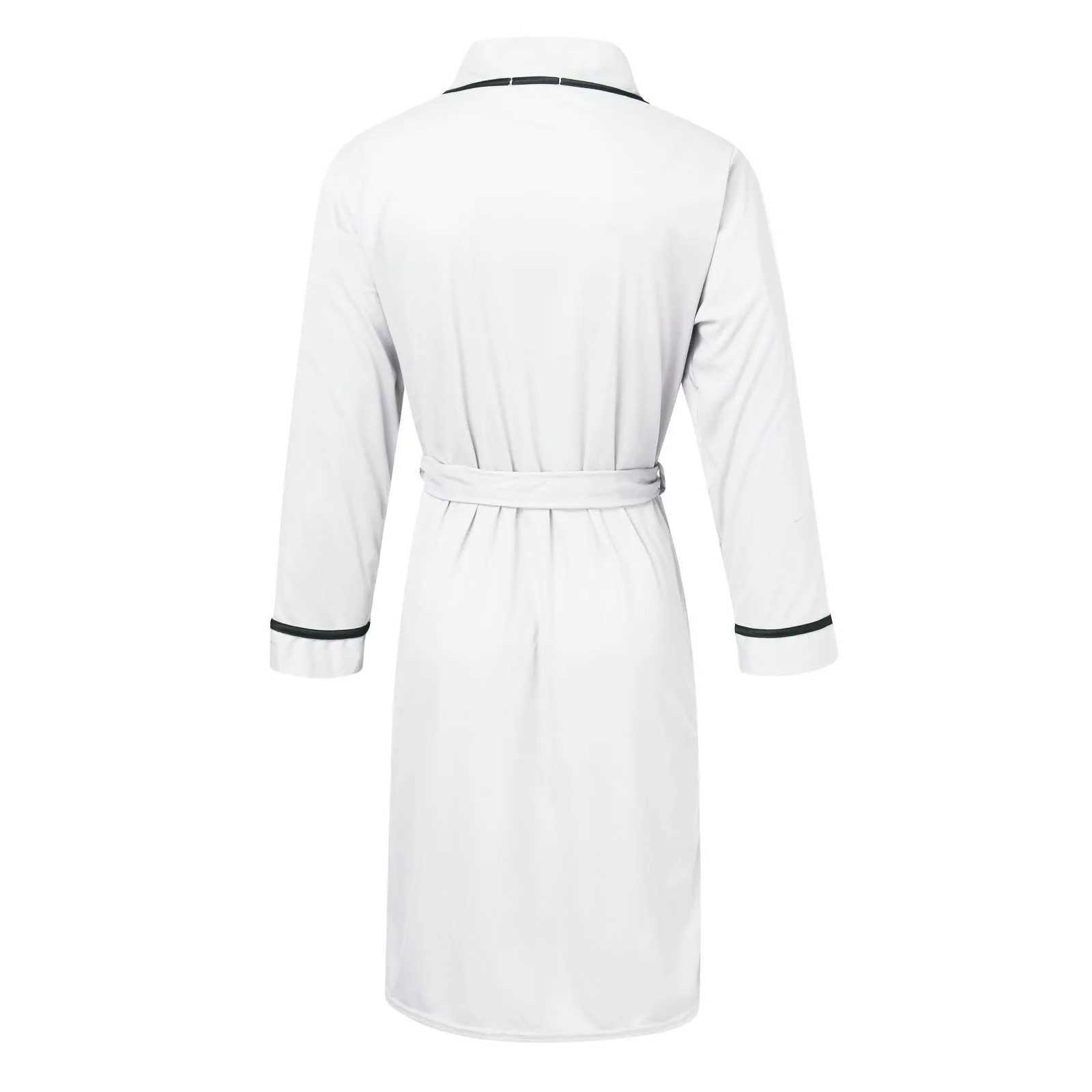 Mens Cotton Bathrobe Spring And Summer Solid Color Lace-Up Mens Pajamas Home Wear Long Sleeve Male Bathrobe Dressing Night GownXJ241018