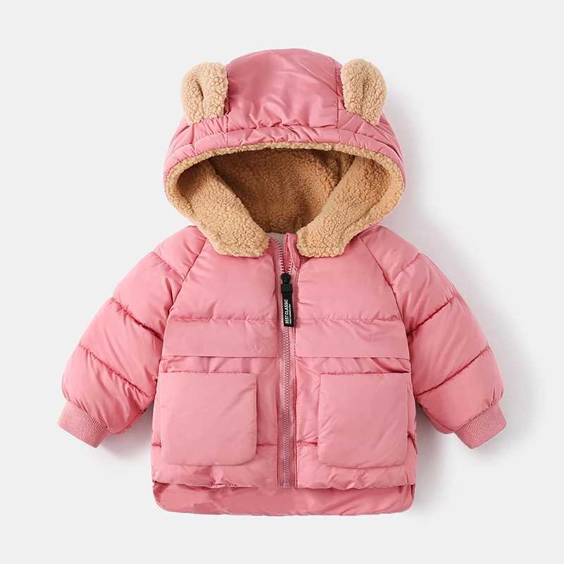 New boys jacket keeps warm hooded childrens jacket autumn thick zipper girls coat Christmas gift 2-6 years childrens clothing M241018