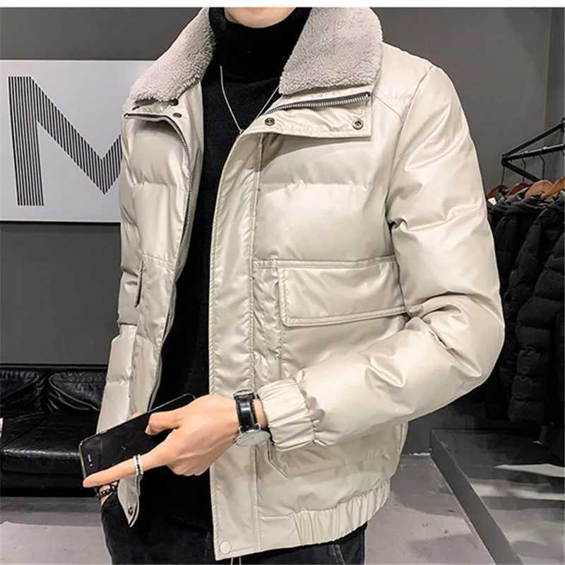 Cotton-Padded Jacket Men Winter NewThick Short Parkas Casual Streetwear Solid Coat Warm Fashion Turndown Outwear Male Jaquetas LX241018