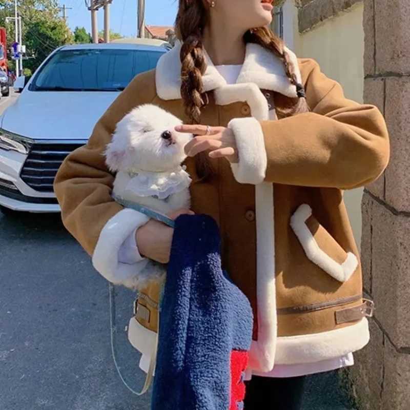 Autumn Winter Womens Jacket Plush Leather Fur Integrated Thickened Warm Lamb Wool Short Coats Korean Winter Clothes Women V1548X241018