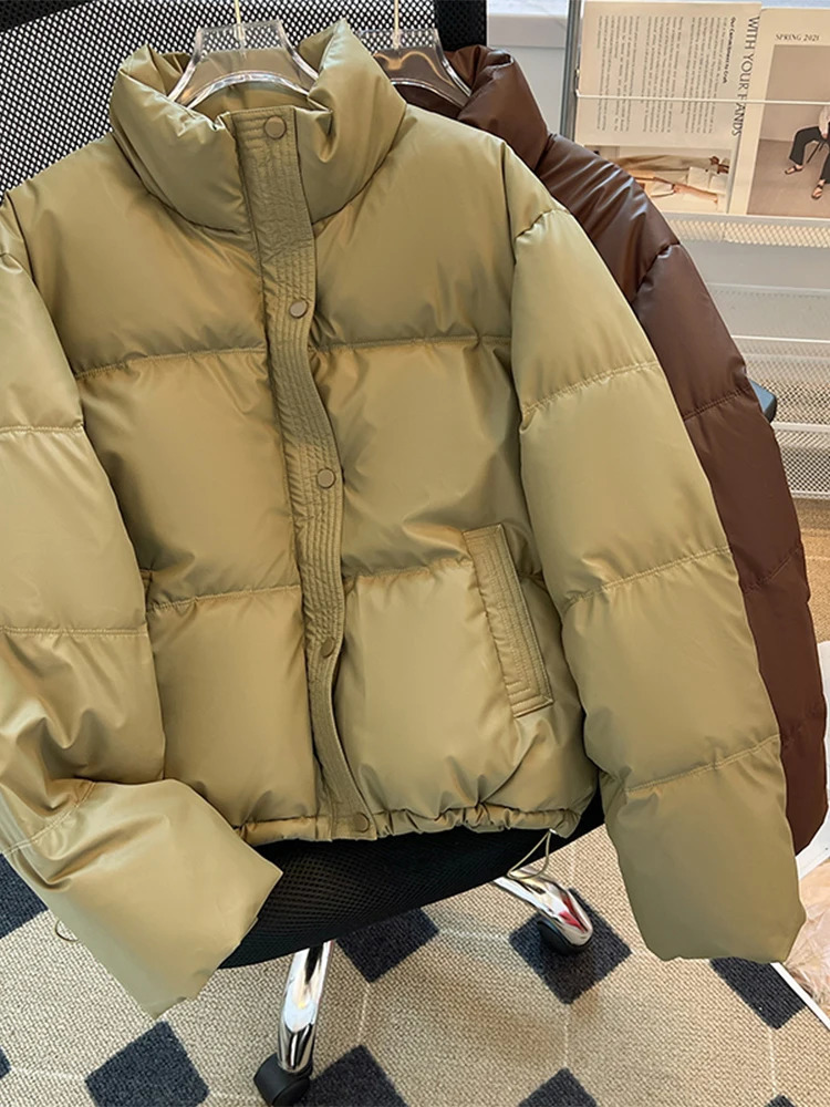 Womens Turtleneck Parka Jacket Coat Long Sleeve Overcoat Harajuku 90s Fashion Korean Thicken Warm Padded Vintage Winter 241018