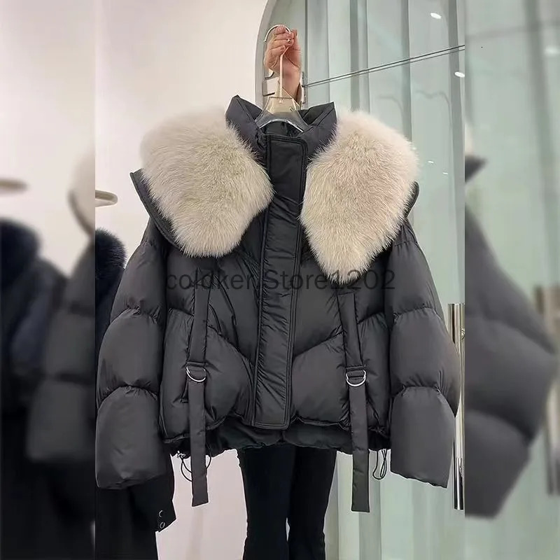 Korean Fashion Fur Collar Winter Women White Jacket Ladies Vintage Short Warm Puffer Coat Female Parka Outerwear 241018