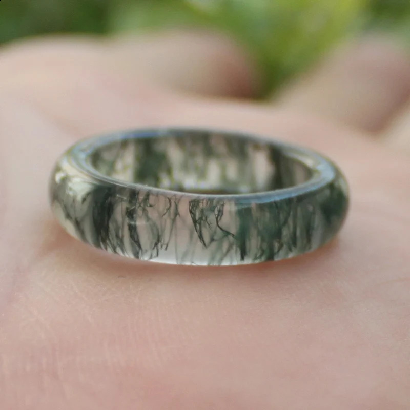 Moss Agates Ring Natural Gem stone Jewelry For Women Man Gift Wholesale 241010